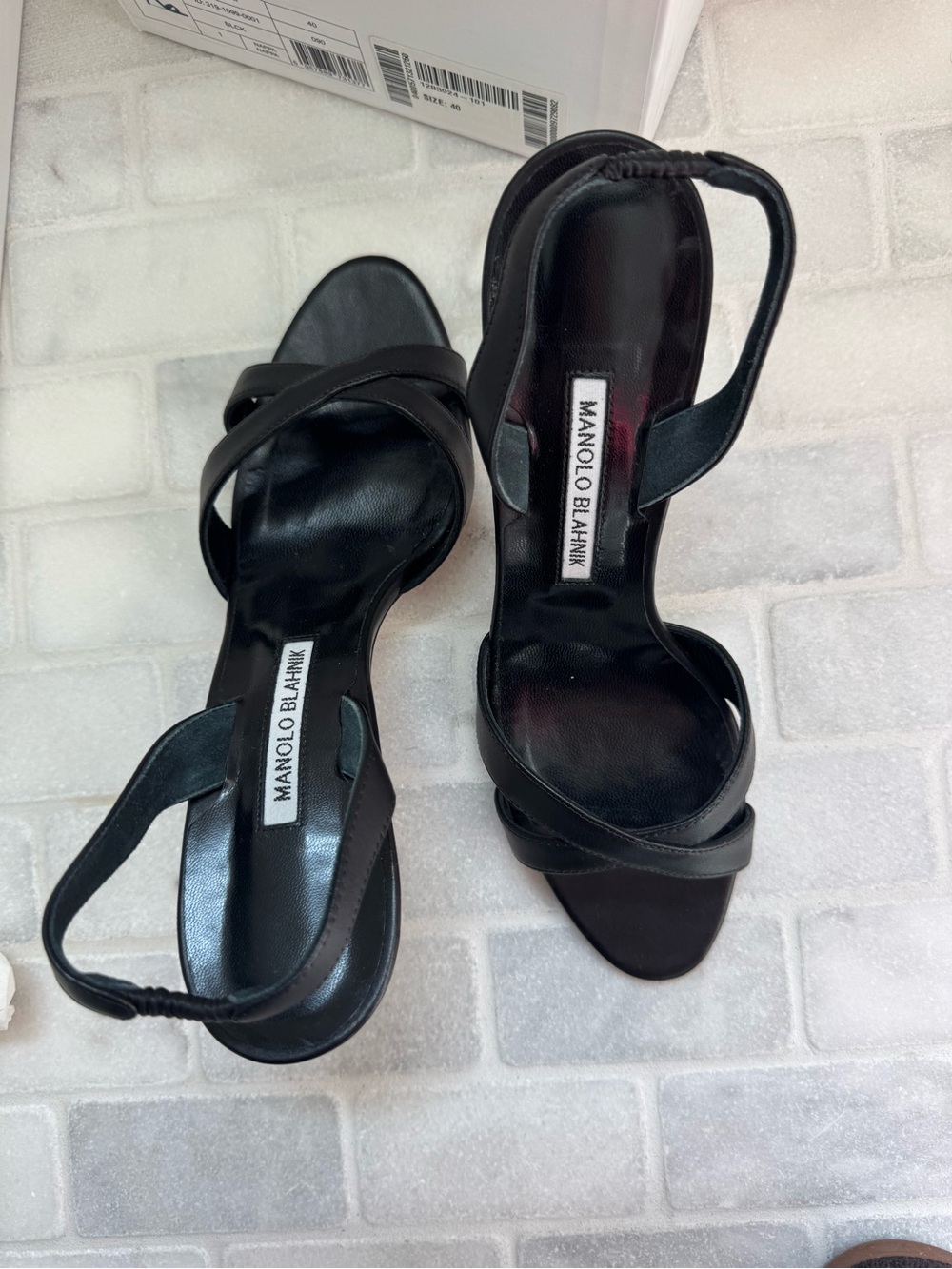Manolo Blahnik Black Leather Callasli heel - Picture 8 of 12